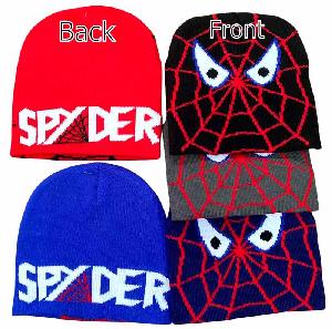 Spider Theme Kids Knitted Winter Beanies - Assorted